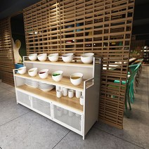 훠궈 셀프바 소스대 정리대 반찬대 선반 소스수납대 뷔페 83, 가로80세로40높이110나무판자