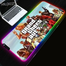 [해외] MRGBEST 형 RGB 게임 GTA5 마우스 패드 비 슬립 천연 고무 잠금 가장자리 V CSGO LOL 키보드 노트북 PC 매트, RGB 350X600X4MM