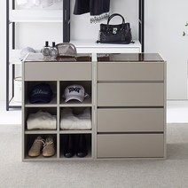 애니 아일랜드 4단 드레스룸 서랍장 오픈형 악세사리 수납장 강화유리 600 800 1200, 1200아일랜드(오픈형), 새틴그레이