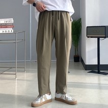 남성용 테이퍼드핏 밴딩 일자 벌룬슬랙스