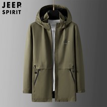 지프 스피릿 남성 후드 긴 방풍 점퍼 바바리 바람막이 봄 가을 하프 코트 방풍 캐주얼 비즈니스 후드 칼라 점퍼 자켓 빅사이즈 브랜드 정품 8218