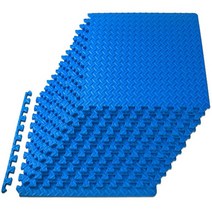 ProSource 퍼즐 운동용 매트 1.3cm(½인치) EVA 폼 소재 결합식 타일 운동 기구용 보호 마루 및 운동 시 쿠션 기능, Mat, Blue - 1/2 Inch - 48 Sq Ft - 1