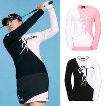 LPGA 골프웨어 여성 간절기 레이디스윙 빅로고 니트 티셔츠 L211KT606P