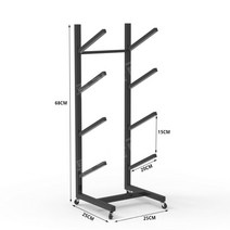 서핑보드거치대 스케이트보드 스탠드 진열대 수납, 블랙 바퀴 4단