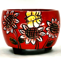 별난다육 [유광 해바라기] 레드 입구 12cm / 높이 9.5cm 다육이화분