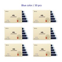 저가만년필 만년필입문 30 개몫 블랙 블루 레드 컬러 만년필 잉크 카트리지 Jinhao 2.6mm 직경 편지지 사무실 학교 용품 A6294, 푸른 색