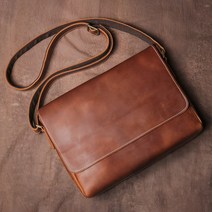 남성용 빈티지 가죽 크로스백 메신저백 데일리, 레트로 브라운