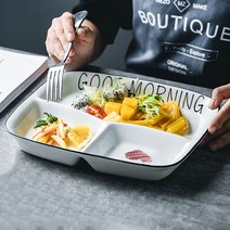 도자기식판 다이어트 소식좌 인스타 촬영용 일식 중식 식당 창업 체중조절 예쁜 잡지 플레이팅 접시 그릇, 굿모닝