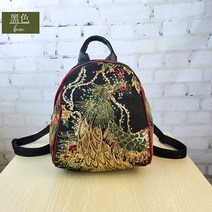 에스닉 자수 캔버스 봉황 빈티지 가방 백팩 캐주얼