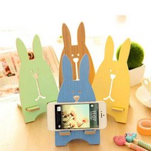 PKG 3개 세트 인테리어 탁상용 태블릿 핸드폰 원목 거치대 토끼디자인, 3개입, 색상랜덤