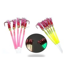 2호 / 3호 홀로그램틴셀 적색 바늘 갈치바늘채비 10개입, 2호옐로5개핑크5개입 홀로그램틴셀바늘