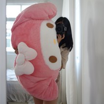 산리오 마이멜로디 왕 쿠션 대형 인형 베개 등받이 캐릭터 바디필로우 안고 자는 임선부 선물, 라지(1mx60cm)