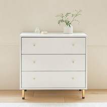 킨포 3단 서랍장 3colors, 킨포크 3단 서랍장 화이트 골드다리