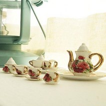 장미가 그려진 플라워 미니어처 찻잔세트 [SN:815559#722], 진핑크