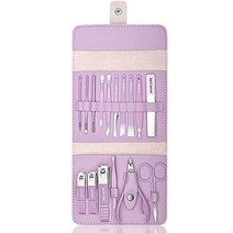 NY20 손톱관리 네일케어 파우치 손톱깎이 16종세트, 퍼플, 1개