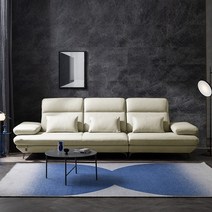 플랫b 4인 콤팩트 스윙 전체 통가죽 소파, 머드브라운