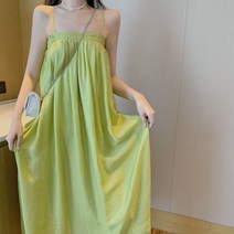 그린 슬링 드레스 나시 원피스 연두색원피스 리조트룩 해외여행원피스