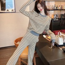 여성 오피스룩 캐주얼 투피스 일자핏 상하복 라운드넥 맨투맨