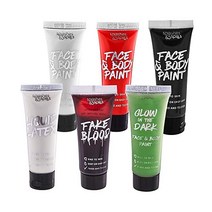 Horror SFX Kit for Halloween makeup– Full set of 6 includes Liquid Latex Fake Blood Glow in the Dark
