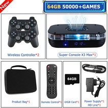 오락실 게임기 휴대용 레트로 HEYNOW 듀얼 시스템 TV 비디오 게임 박스 와이파이 4K HD 슈퍼 콘솔 X3 Max 65000 + 클래식 에뮬레이터 PS1 PSP N64 SS, 64GB 50000Games, UK, 03 UK, 01 64GB 50000Games