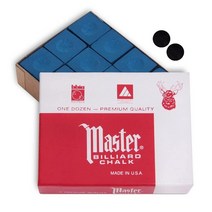 Master Chalk 당구 풀 큐 초크 프리미엄 품질 - 12개 - 미국 제조 + 당구 테이블 스팟 2개 (스카이 블루), Blue