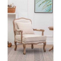 다이닝룸 체어 엔틱 소파 의자 싱글 빈티지 패브릭, 레트로 컬러 + 스카이블루 린넨