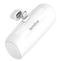 아이엠듀 충전형 미니 무선 보조배터리 5000mAh 갤럭시 C타입 8핀 일체형, 화이트, SPE-PA5GPQ8P