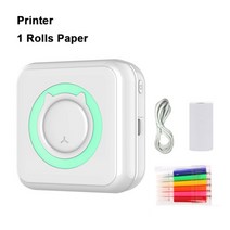 pocket Thermal printer 휴대용 미니 무선 bt connect 200dpi photo 57 mm label 메모 목록 인쇄 무선 프린터 clear, 그린-C