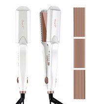 CkeyiN 3in1 판고데기 물결 나이아가라 고데기 웨이브펌 매직기 세라믹 고데기, 화이트