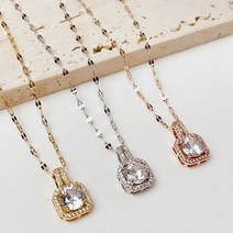 눈망울 크리스탈 스퀘어 1+1 써지컬스틸 큐빅 펜던트 목걸이