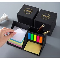 Petpal 사무용 메모 접착메모지대 대용량 가죽 케이스 포스트잇 메모지(logo없음)-칼라랜덤 발송, 큐브