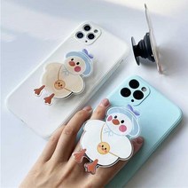 귀염뽀짝 유치원생 오리 휴대폰 거치대 2p 스마트폰, 화이트+옐로우