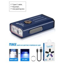 Trustfire Minix 미니 EDC 손전등 Kechain 320LM 365nm Uv 램프 붉은 빛 TypeC USB 충전식 다채로운 선물 2 모드 Led 토치, navy wihte and UV_CHINA | 리튬 폴