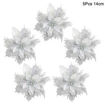 저무리 크리스마스 레드 베리 인공 꽃 소나무 콘 분기 트리 장식 선물 포장 파티 DIY 화환 5 개, 13 5pcs silver flower