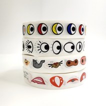 눈코입 얼굴 표정 스티커 유아 미술 만들기 꾸미기 놀이 교구 감정 표현 다꾸 롤 테이프, 컬러코