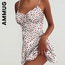 린넨 아일렛 봄 여름 가을 원피스 Ammug-시크한 주름 프린트 프릴 미니 스커트 캐주얼 드레스 여성용 부드럽고 세련된 스타일 레이지 신제품