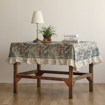 트로피칼 여름 정사각 원형 감성 고급 식탁보 협탁 테이블보, 90X90