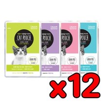 [특가할인12개묶음] 캣퓨어 내추럴 파우치 80g 건강한연어＆고등어, 건강한참치＆닭가슴살