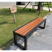 야외 철제 평상 공원용 벤치 원목 편의점 방부목 의자, 100x40x45 등받이없는 벤치 블랙프레임