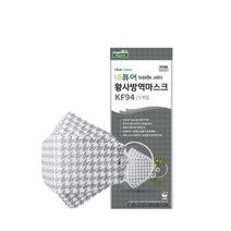 네퓨어 체크 패턴 황사방역 끈조절 대형 마스크[KF94], 하운드투스 (5매/1봉)