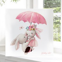 [2023년 계묘년 새해 액자]아기방 아이방 토끼 그림 액자 캔버스 인테리어, 07웨딩래빗