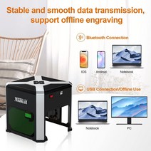 CNC조각기 공작기계 목재CNC가공 Wainlux 레이저 조각사 K6 3000mw CNC Bluetoot 미니 기계 DIY 로고 마크, 04 AU_01 Bluetooth