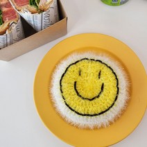 핸드메이드 스마일 v2 설거지 아크릴 수세미 손뜨개 선물 답례품, 스마일 4개 빵봉투포장