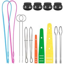 드로스트링 스레더 도구 세트 코드 잠금 재봉 루프 터너 후크 플랫 금속 족집게 DIY 뜨개질 액세서리 15 개