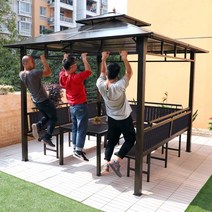 야외정자 조립식 원두막 파고라 정원 사각 농막 정원, 3x3미터단일파빌리온(10cm기둥)