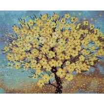 DIY큐빅 보석십자수 - (행운의 노란 꽃나무) 풍경 명화 50X40