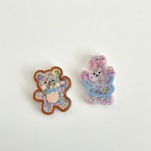 에코백 부자재 토끼 테디베어 diy 가방 스팽글 곰돌이 레빗 붙이기 만들기, 핀곰돌이