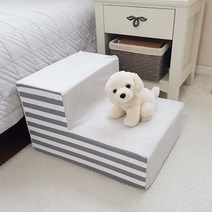 8 DECO 강아지계단 애견계단 펫스텝 모음 1단2단3단4단 (커버+솜포함), 베이지 그레이 스트라입