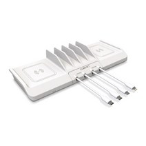 큐브온 JI-715 무선 초고속 멀티충전기 6포트 업소용 PD 휴대폰 안전 동시충전 기본 5A 어댑터/케이블포함, 단품