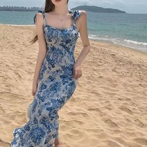 꽃무늬 끈나시 플로랄 롱원피스 여름 바캉스 휴가 코디_ 선물 - 2022958EA